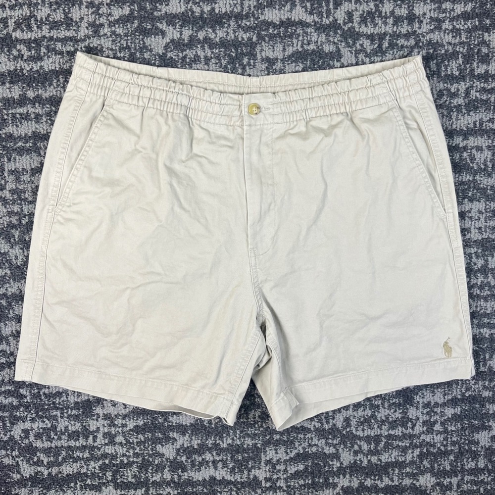 Polo Ralph Lauren Prepster Shorts Mens XXL Tan Khaki Elastic Waist Cotton Blend